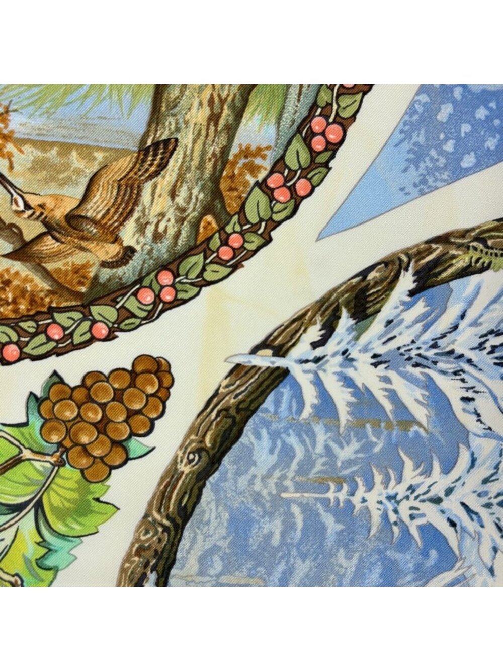 Hermes Carre 90 les Quatre Saisons Four Seasons Scarf Silk Yellow Multicolor - Picture 3 of 5